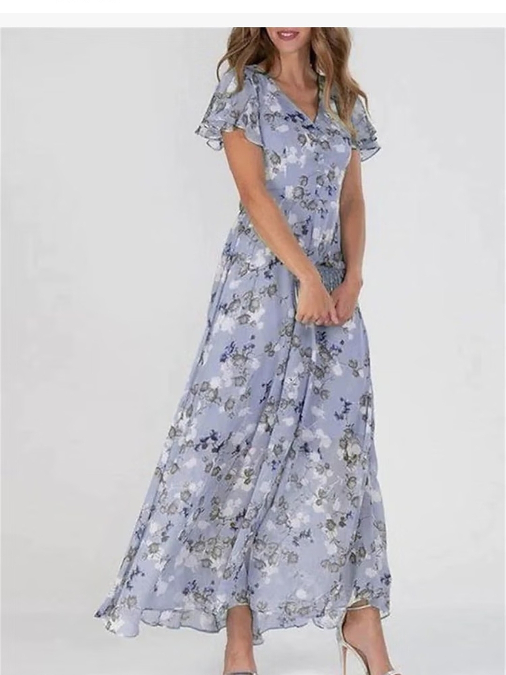 Floral V-Neck Lavender Maxi Dress